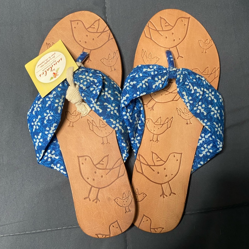 April Cornell Blue Floral Sandals